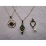 Silver garnet and peridot necklaces