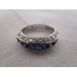 18ct white gold baguette sapphire and diamond half hoop ring