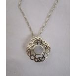 Silver mother of pearl pendant on chain