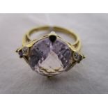 Gold amethyst & diamond set ring