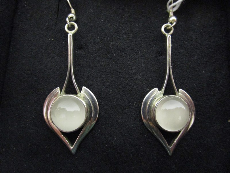 Pair of silver moonstone earrings