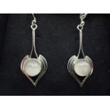 Pair of silver moonstone earrings