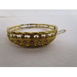 Gold diamond & ruby Victorian bangle A/F