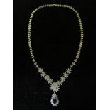 Fine 18ct white gold sapphire & diamond necklace
