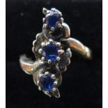 Gold 3 stone sapphire set ring