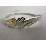 14ct white gold baguette & brilliant cut diamond bangle