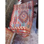 Vegetable dye wool 'Chobi Kilim' runner - Approx 200cm x 63cm - 100% hand knotted wool