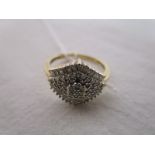 Gold baguette diamond cluster ring