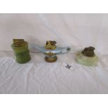 3 vintage table lighters to include 2 onyx