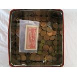 Box of coins etc to include German bank note