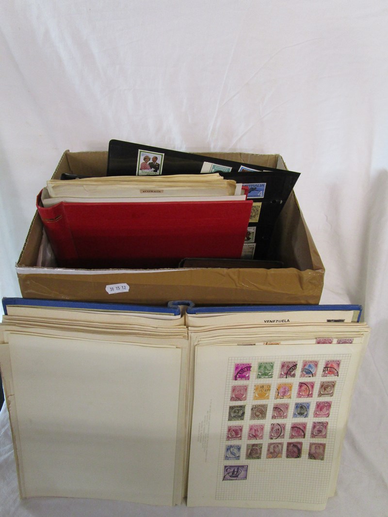 Stamps - Box of 9 stamp albums and one FDC album full or partially filled with mint/used GB and