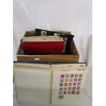 Stamps - Box of 9 stamp albums and one FDC album full or partially filled with mint/used GB and