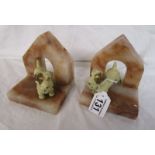 Marble dog bookends