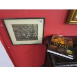 Framed photo of army officers & book about WWII