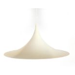 A 1970's white enamelled ceiling light of trumpet form CONDITION REPORT: Wear