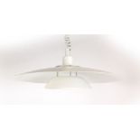 A 1970's white enamelled two-tier pull-down ceiling light CONDITION REPORT: Wear