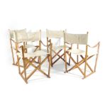 Mogens Koch for Interna, a set of four 'MK-16' folding chairs with canvas seats and backs,