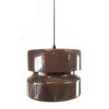 A 1970's brown enamelled ceiling light of squat cylindrical form CONDITION REPORT: