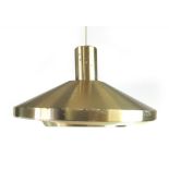 A 1970's brass coloured squat ceiling light with an inner shade CONDITION REPORT: