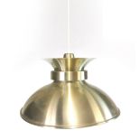 A 1970's brass coloured ceiling light of flared open form CONDITION REPORT: Wear