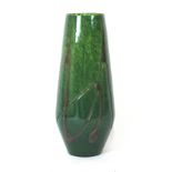 An Art Glass vase, the green ground decorated with a black lava-type finish, h.