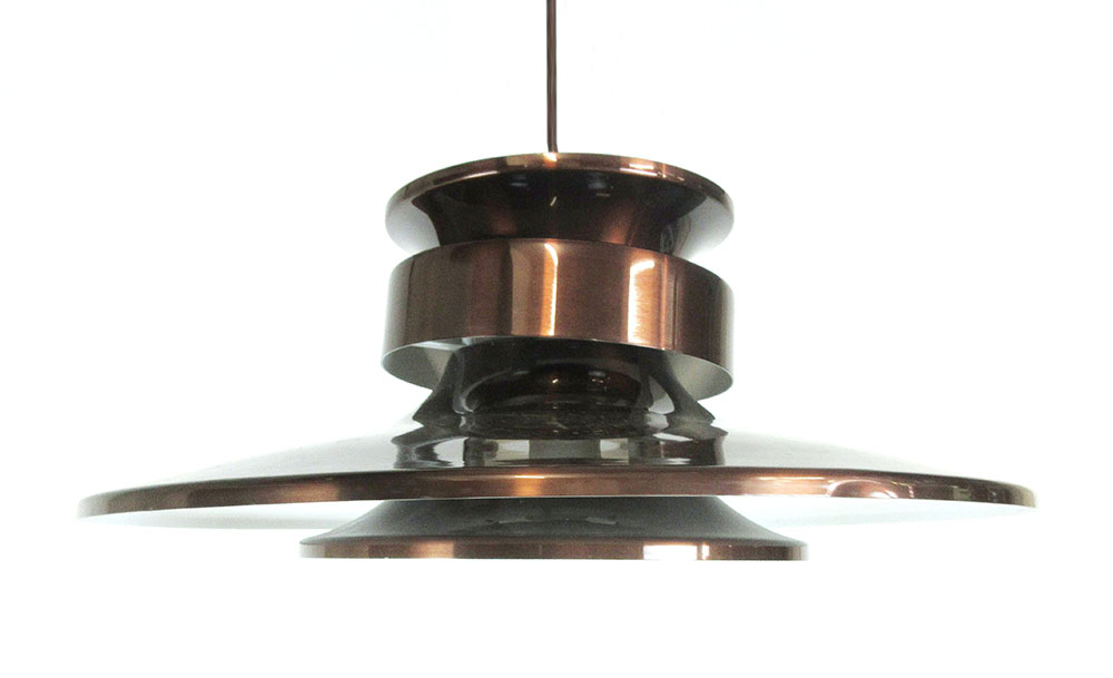 A 1970's metallic brown two-tier ceiling light CONDITION REPORT: Wear commensurate