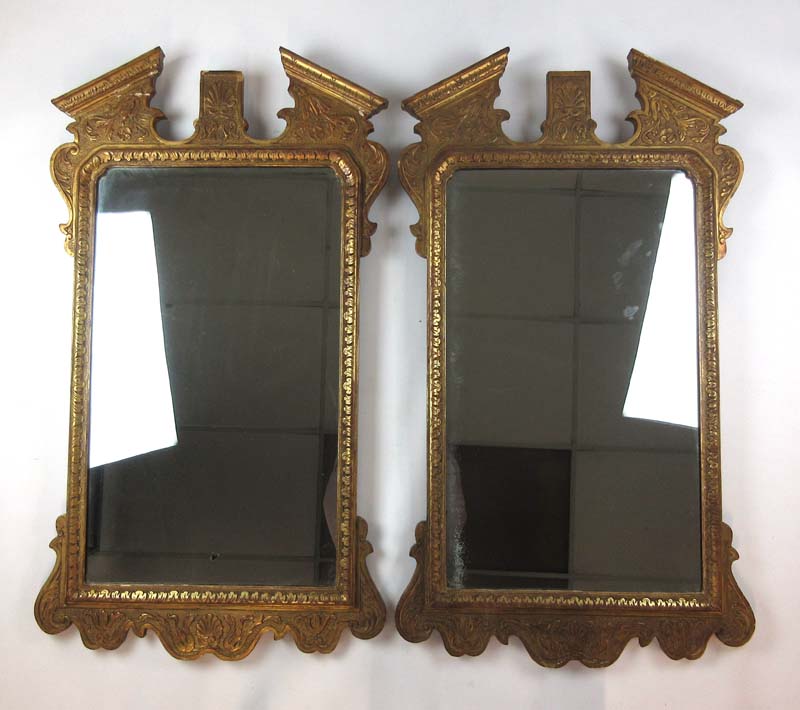 A pair of early 20th century, 18th century style gilt wood mirrors, h. 108 cm, w. - Image 6 of 6