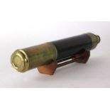 A 19th century brass and leather three-drawer telescope, unmarked,