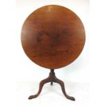 A late 18th century mahogany tilt top tripod table,