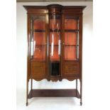 An Edwardian mahogany, satinwood crossbanded and boxwood strung display cabinet,