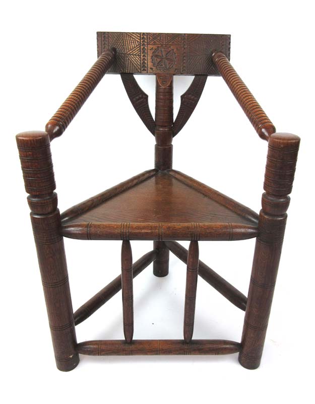 A 19th century oak turners chair, - Image 2 of 2
