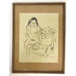 After Ernest Ludwig Kirchner (German 1880-1938), a study of two nudes, lithographic print,