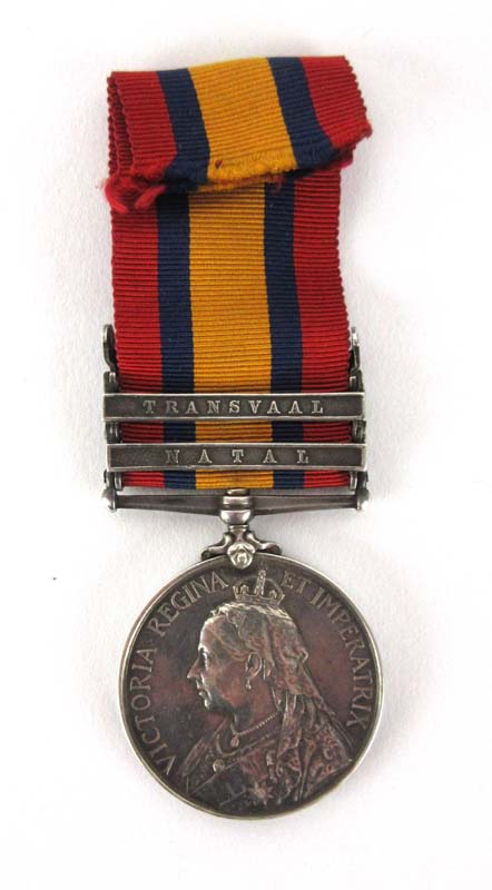 A Queen's South Africa Medal with bars for 'Transvaal' and 'Natal', awarded to 7966 Dr. W.F. Wenn A.