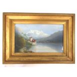 F Jaques (20th Century), a Swiss lake, signed, oil on canvas,