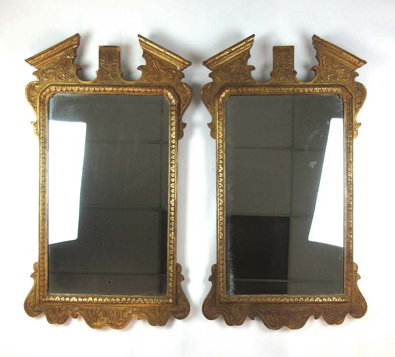 A pair of early 20th century, 18th century style gilt wood mirrors, h. 108 cm, w. - Image 2 of 6