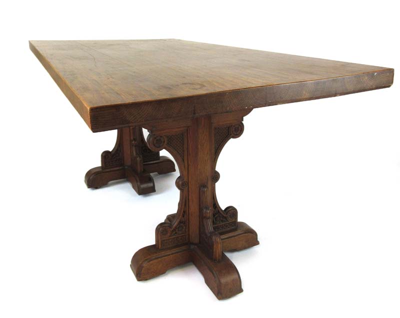 A late 19th century Puginesque oak dining table, - Image 3 of 4