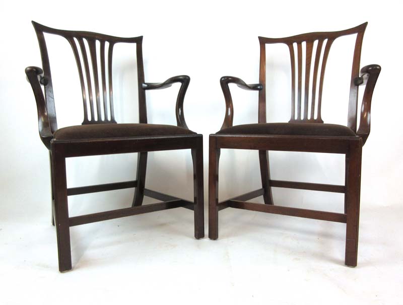 A set of eight (6+2) early 20th century mahogany dining chairs in the late 18th century style, h. - Image 3 of 3