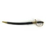 A 19th century constabulary curved side arm, the brass handle stamped 80,