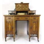 An Edwardian mahogany, boxwood strung and marquetry ladies writing desk,