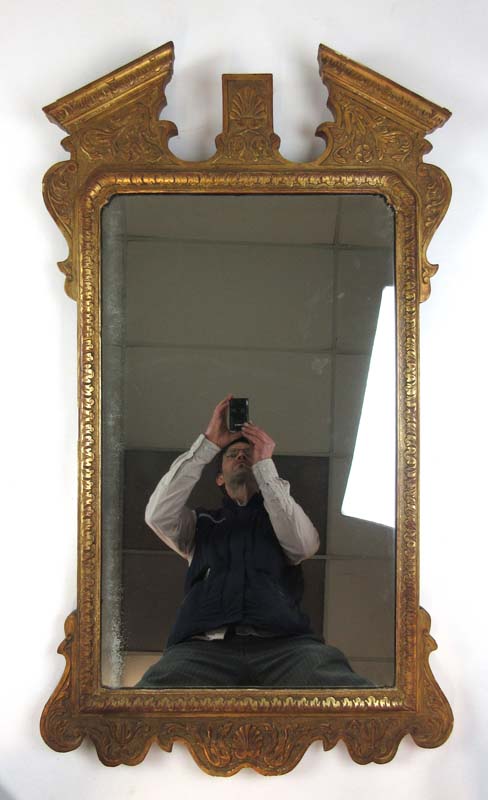 A pair of early 20th century, 18th century style gilt wood mirrors, h. 108 cm, w. - Image 3 of 6