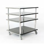 A late 20th century Habitat black and stainless steel four-tier trolley, w.