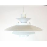 A 1970's white enamelled four-tier ceiling light in the manner of Louis Poulsen CONDITION