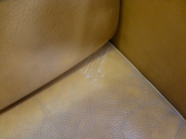 A 1970's tan leather three seater sofa on beech legs, - Image 12 of 13