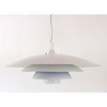 A 1970's Form-Light white and lilac four-tier ceiling light in the manner of Louis Poulsen