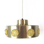 A 1970's brass coloured ceiling light with perspex panels CONDITION REPORT: Losses