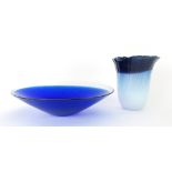 Mats Jonasson for Maleras, a blue cased glass bowl, d.