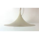 A Danish Type 4106 white pull-down ceiling light of trumpet form by Lyfa CONDITION