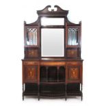 An Edwardian rosewood and marquetry display cabinet,