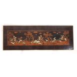 An 18th century Italian marquetry panel depicting a hunting scene,