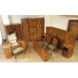 An early 20th century walnut and burr walnut bedroom suite by S. Hille and Co.